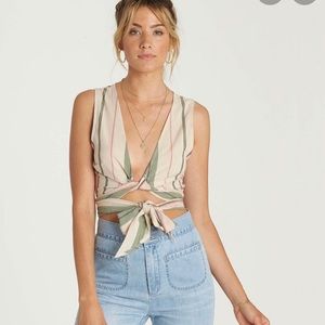 Billabong Wrap it Up stripe crop top, size L, NWT